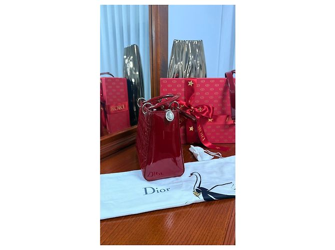 Christian Dior Lady Dior Medio in vernice Rosso - vista 9