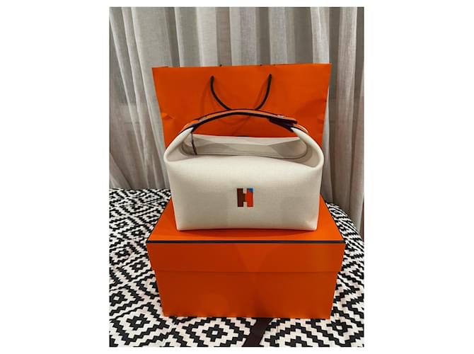 Pochette Hermès Beige in Cotone - vista 2
