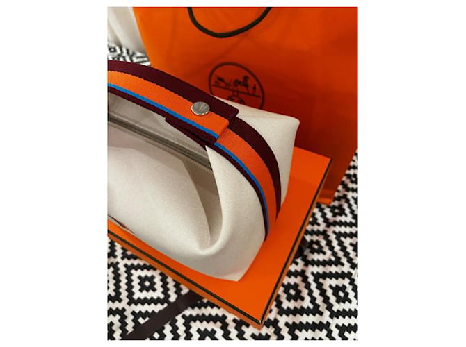 Pochette Hermès Beige in Cotone - vista 3