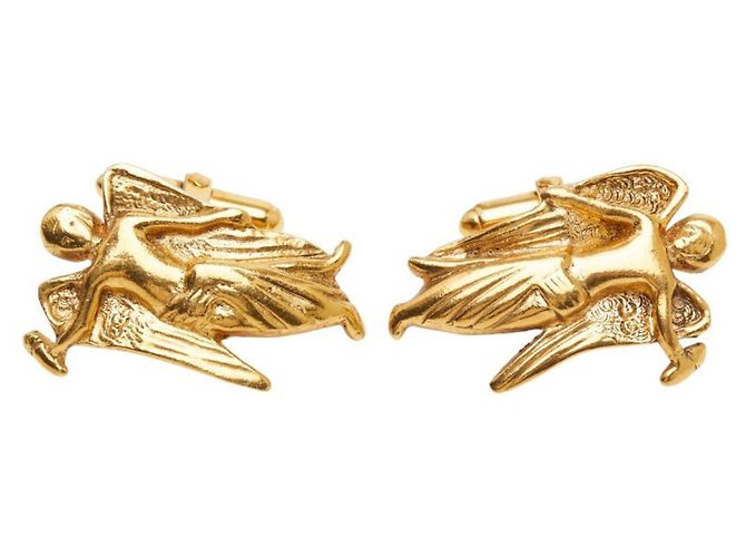 Gemelli vintage Chanel placcati in oro con angelo D'oro - vista 2