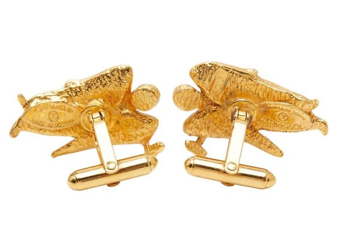 Gemelli vintage Chanel placcati in oro con angelo D'oro - vista 3