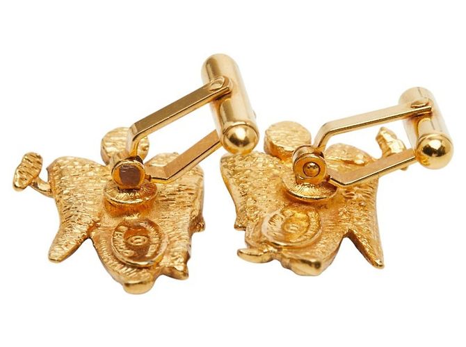 Gemelli vintage Chanel placcati in oro con angelo D'oro - vista 4