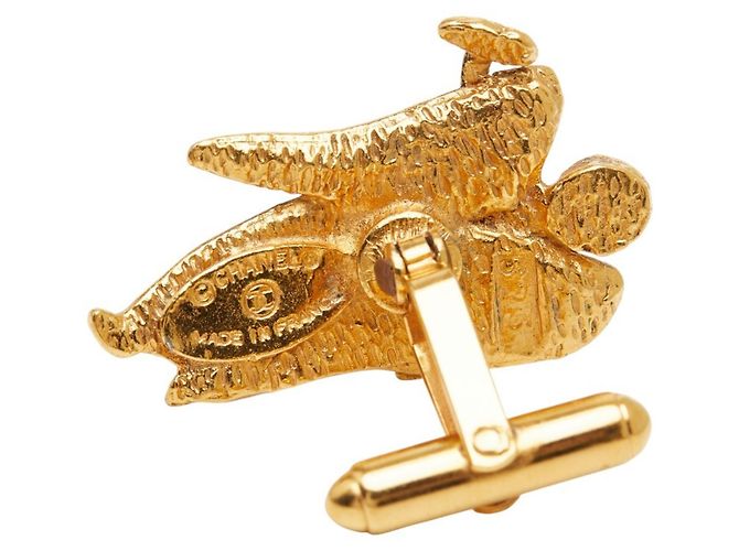 Gemelli vintage Chanel placcati in oro con angelo D'oro - vista 6