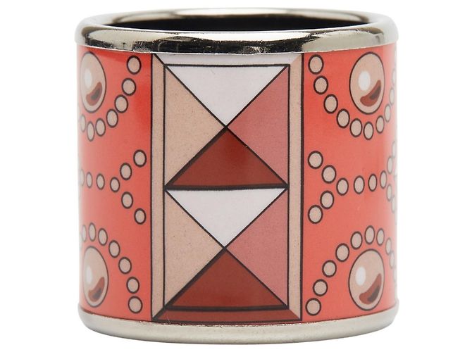 Ring Anello per foulard Motivo Collier de Chien Hermès Argento Arancione - vista 2
