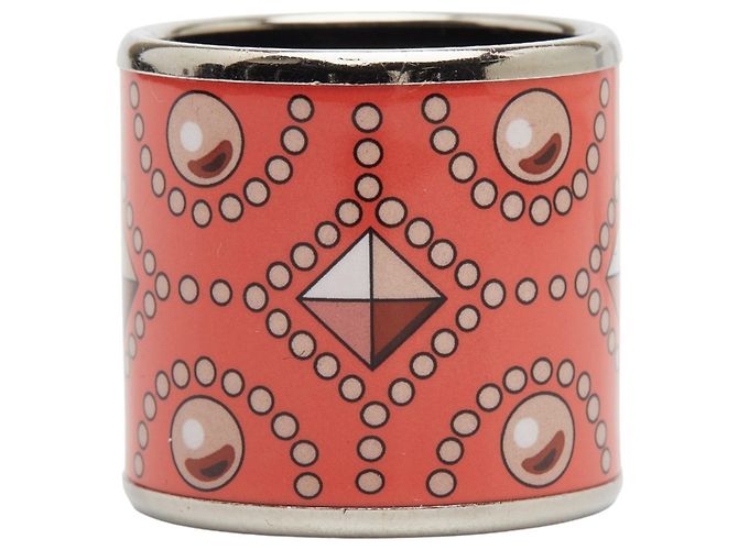 Ring Anello per foulard Motivo Collier de Chien Hermès Argento Arancione - vista 4