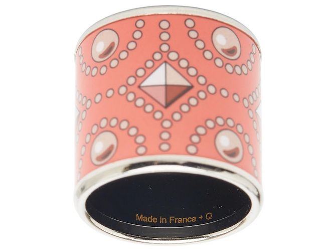 Ring Anello per foulard Motivo Collier de Chien Hermès Argento Arancione - vista 6