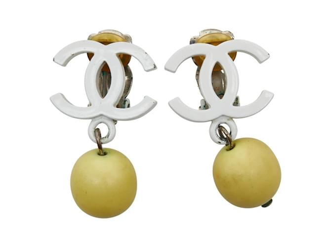 Orecchini Chanel Coco Mark Swing Bianco Giallo - vista 2