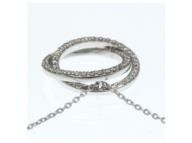 Autre Marque Ponte Vecchio Diamantkreis-Halskette Silber - Ansicht 10