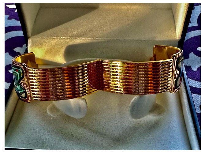 Bracciale largo in oro con chiusura Frey Wille - Design Hundertwasser Multicolore - vista 10