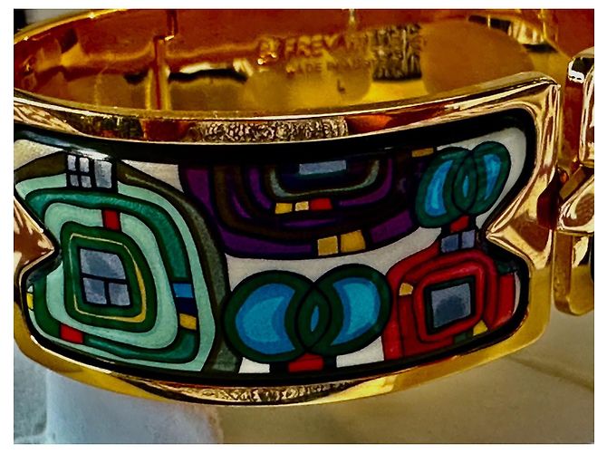 Bracciale largo in oro con chiusura Frey Wille - Design Hundertwasser Multicolore - vista 5
