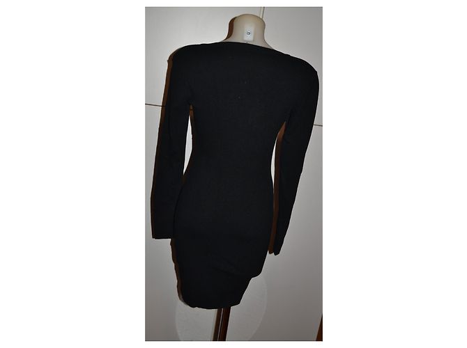 Versace Jeans Couture Schwarzes Viscose Kleid mit Metalldetail - Ansicht 4