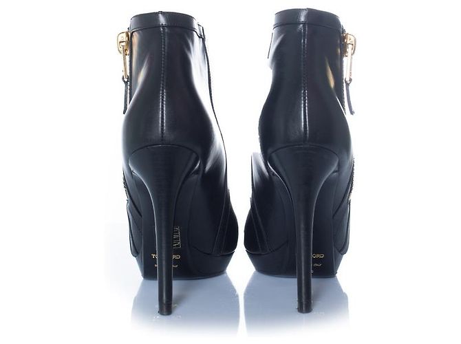 Botines de plataforma de cuero negro Tom Ford - vista 3