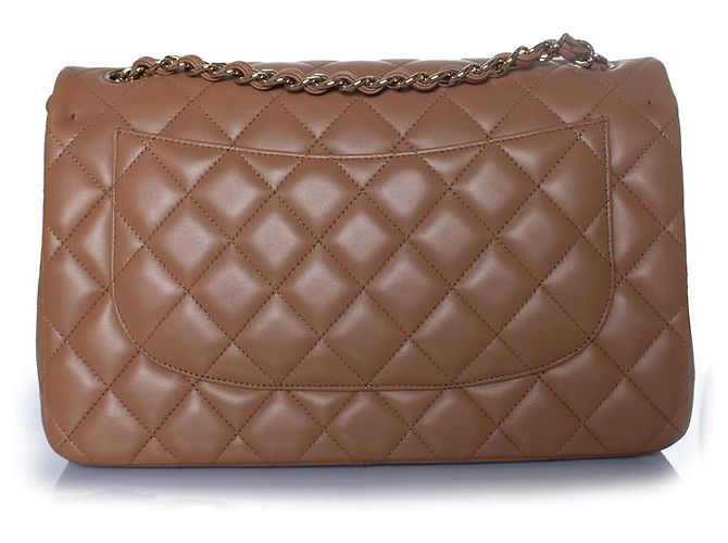 Chanel, Jumbo gesteppte Lederhandtasche in Karamell Braun - Ansicht 2