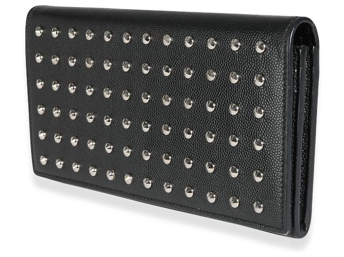 Portafoglio a flap classico Marquage in pelle grain de poudre nera con borchie Saint Laurent - vista 2