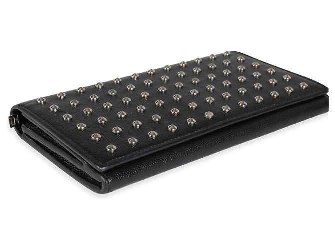 Portafoglio a flap classico Marquage in pelle grain de poudre nera con borchie Saint Laurent - vista 4