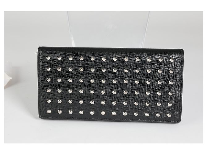 Portafoglio a flap classico Marquage in pelle grain de poudre nera con borchie Saint Laurent - vista 6