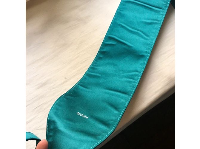 Kenzo Obi-Gürtel aus Petrolblauem Satin Türkis - Ansicht 6