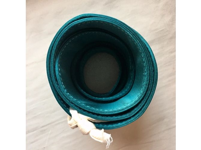 Kenzo Obi-Gürtel aus Petrolblauem Satin Türkis - Ansicht 8