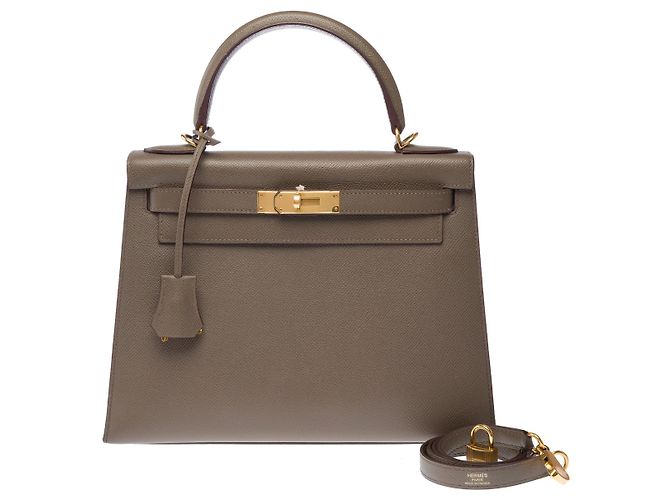 Hermès Borsa HERMES Kelly 28 in Pelle Grigia - 103124 Grigio - vista 3