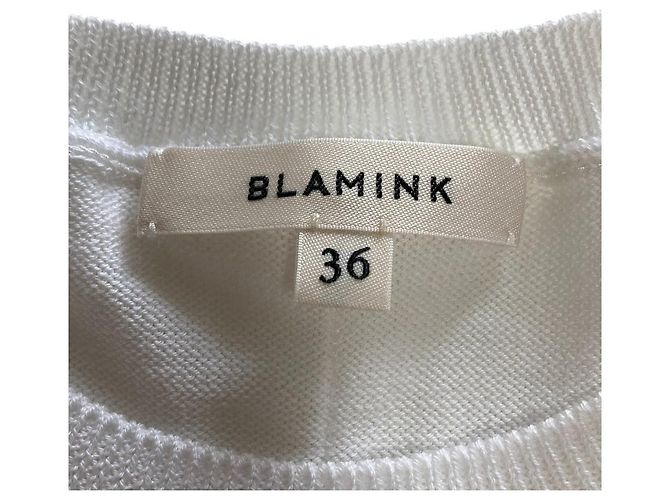Autre Marque BLAMINK Kurzarm Rundhals Strickpullover Weiß - Ansicht 4