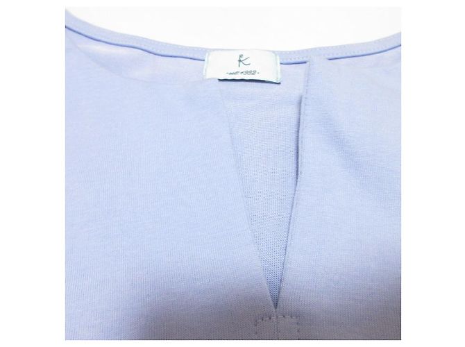 Autre Marque Kumikyoku Sweatfleckgeschützter, wasserabweisender GIZA Baumwoll-Jersey-Pullover mit Rüschenärmeln Blau Hellblau - Ansicht 9