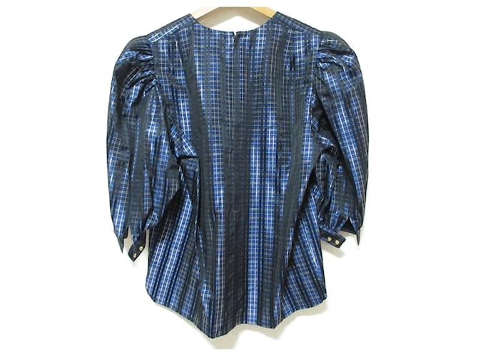 Autre Marque Leilian Karo Pullover Bluse Blau Marineblau - Ansicht 2
