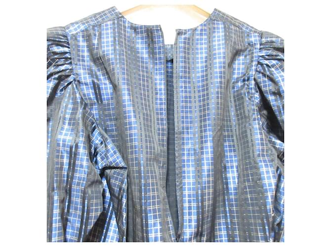 Autre Marque Leilian Karo Pullover Bluse Blau Marineblau - Ansicht 3