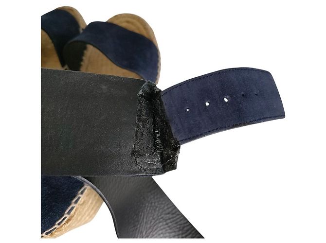 Céline Sandali con zeppa in suede Celine Blu Beige Blu navy - vista 10