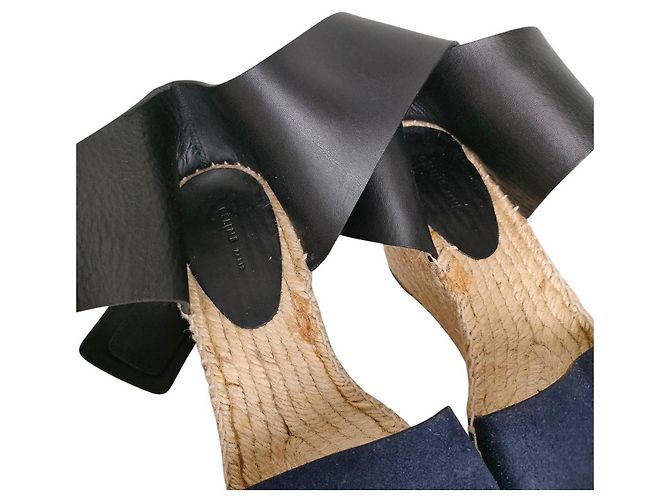 Céline Sandali con zeppa in suede Celine Blu Beige Blu navy - vista 13