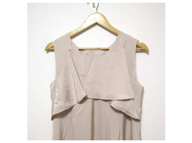 Autre Marque Diagram Satin Kleid Beige - Ansicht 4