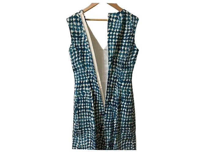 Autre Marque V-Ausschnitt Kleid Paule Ka Weiß Blau - Ansicht 5