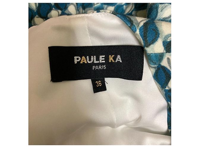 Autre Marque V-Ausschnitt Kleid Paule Ka Weiß Blau - Ansicht 8