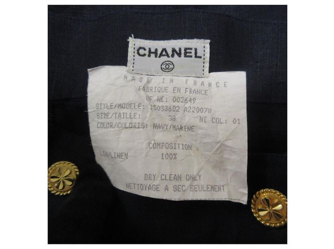Timeless Gonna 100% Lino Chanel Blu Blu navy - vista 5