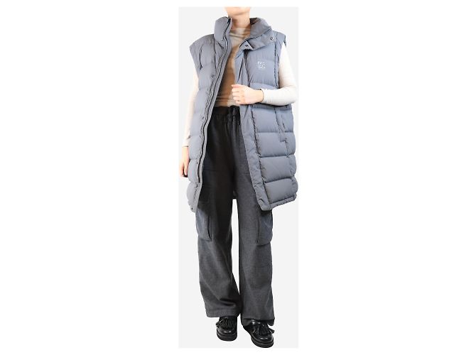 Autre Marque Chaleco largo gris de plumas - talla L - vista 3