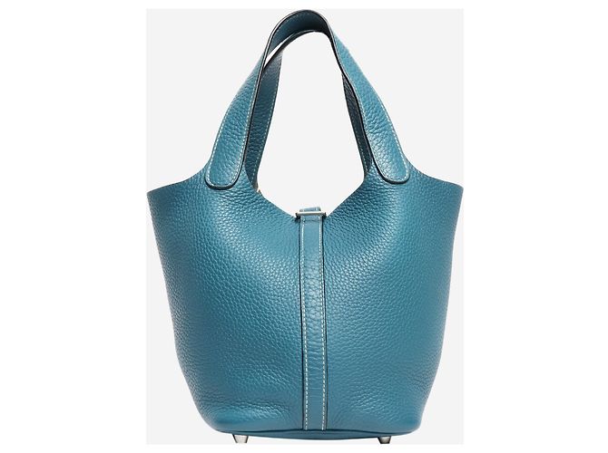 Hermès Borsa Picotin 18 in pelle Clémence blu jeans - vista 3