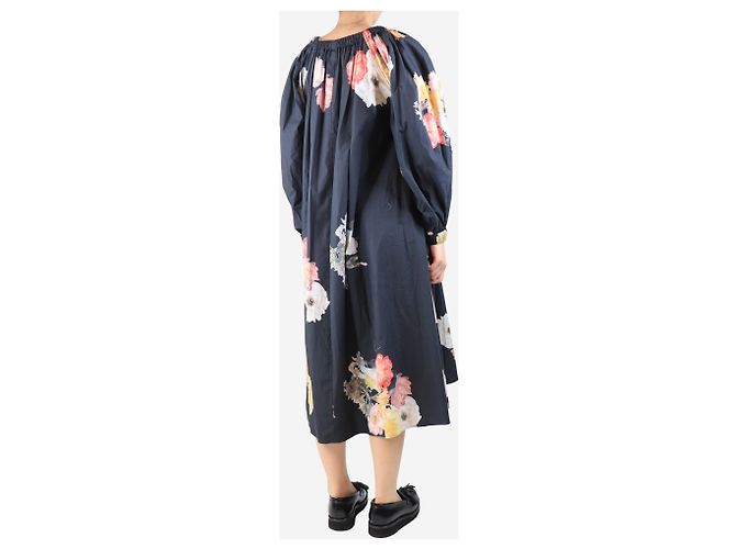 Rejina Pyo Charcoal Blumen-Midi-Kleid - Größe S Grau - Ansicht 2