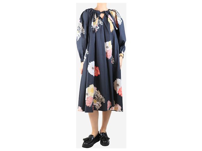 Rejina Pyo Charcoal Blumen-Midi-Kleid - Größe S Grau - Ansicht 3