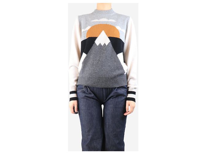 G. Kero Grau Juni Intarsien-Alpinsweater - Größe S - Ansicht 3