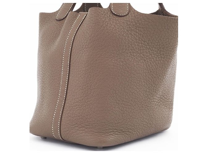 Borsa Tote Hermès Picotin Lock PM 18 in Grigio Etoupe Taupe - vista 3