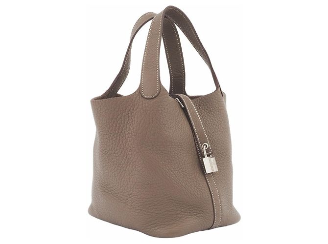 Borsa Tote Hermès Picotin Lock PM 18 in Grigio Etoupe Taupe - vista 4