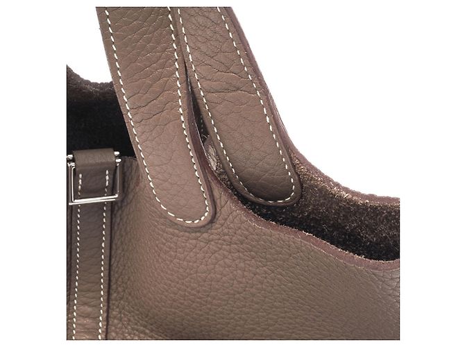 Borsa Tote Hermès Picotin Lock PM 18 in Grigio Etoupe Taupe - vista 7