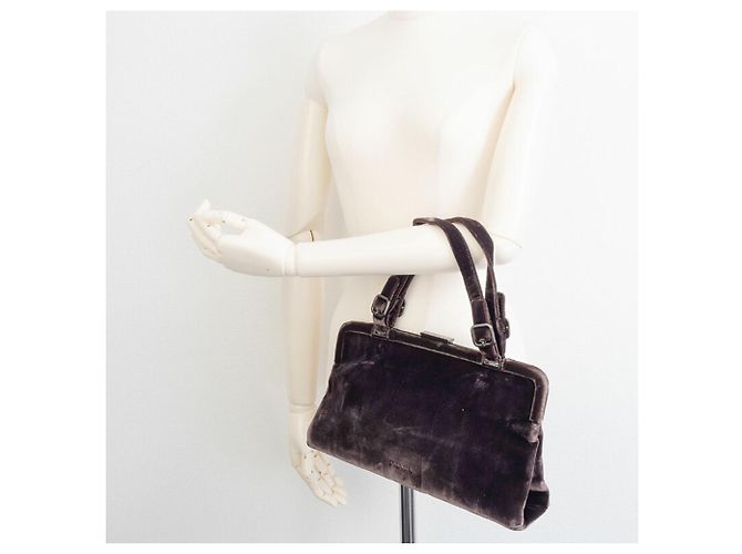 Borsa in pelle marrone scuro Prada - vista 20