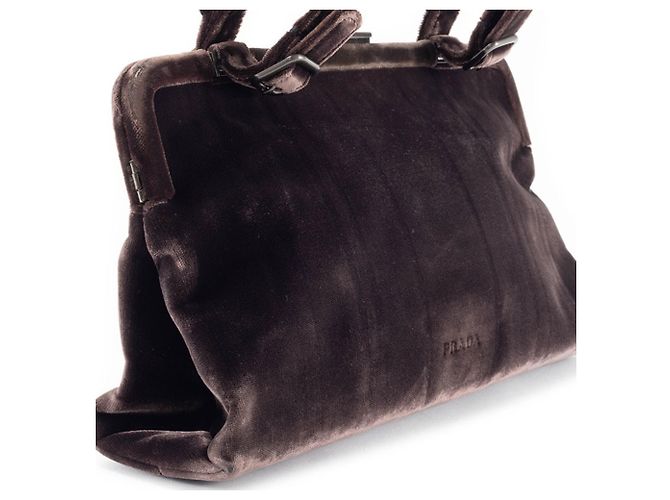 Borsa in pelle marrone scuro Prada - vista 3