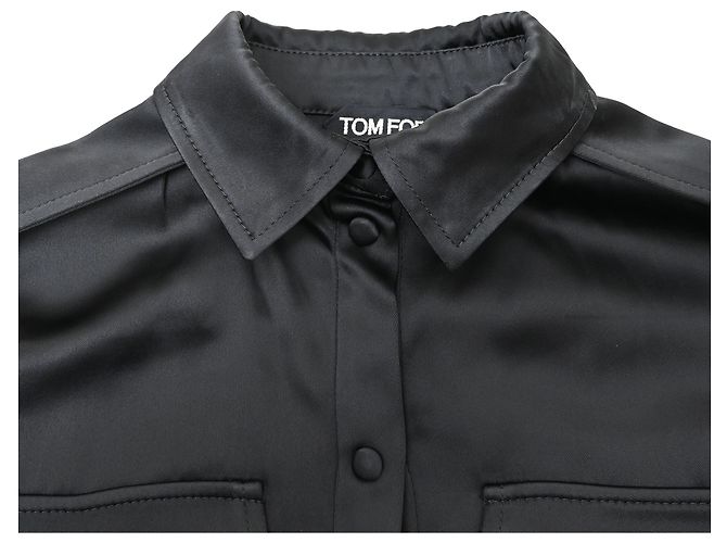 Tom Ford Western-Stil Satinhemd aus schwarzem Acetat - Ansicht 5