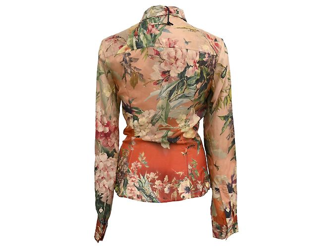Camicia button-down in seta multicolore con stampa floreale di Jean Paul Gaultier - vista 3