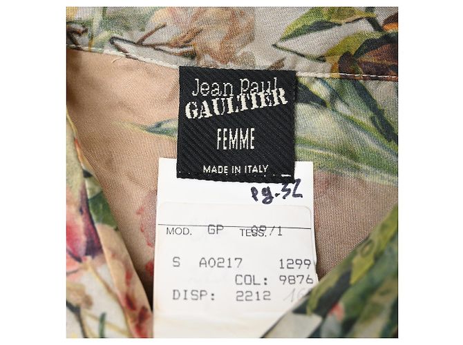Camicia button-down in seta multicolore con stampa floreale di Jean Paul Gaultier - vista 4