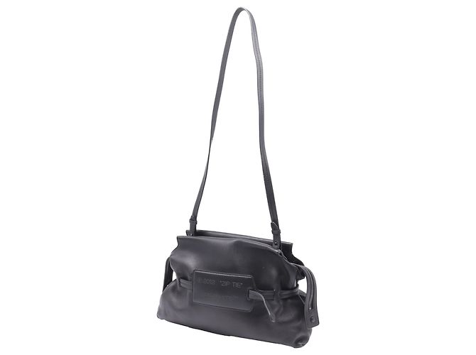 Off White Borsa Clutch Off-White con tracolla in pelle di agnello nera - vista 2
