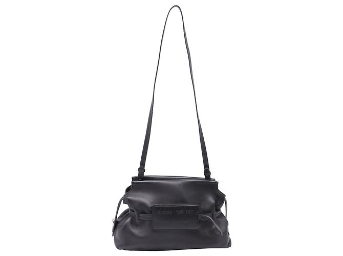 Off White Borsa Clutch Off-White con tracolla in pelle di agnello nera - vista 5