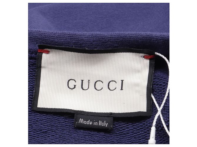 Gucci L'Aveugle Par Amour Pullover aus navyblauer Baumwolle mit Hasenapplikation Marineblau - Ansicht 5