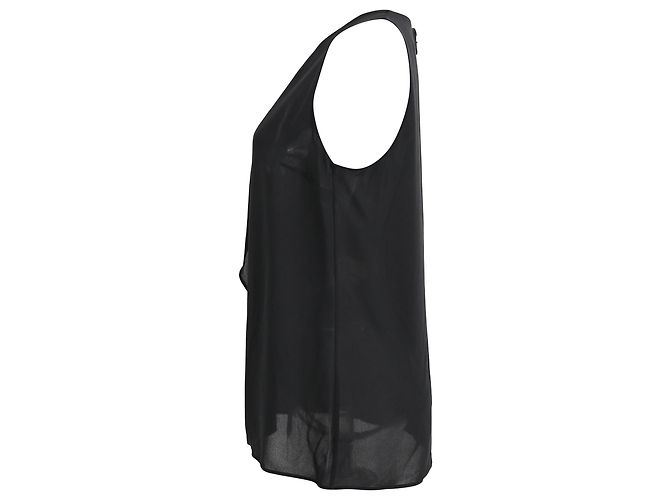 Blusa sem mangas com babados em seda preta com decote em V da Michael Kors Preto - vista 2